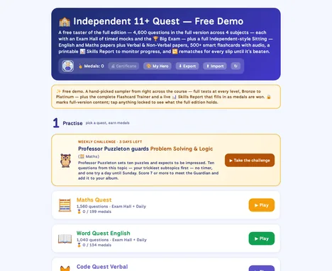 The Quest home screen with the four quests
